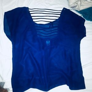 Royal blue open back shirt